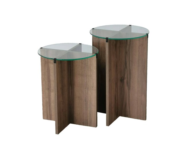 Conforama Mesa de café Dlancion Mesa de centro baja Revistero para sofá Estante de la sala de estar 40x40h60 cm Nuez