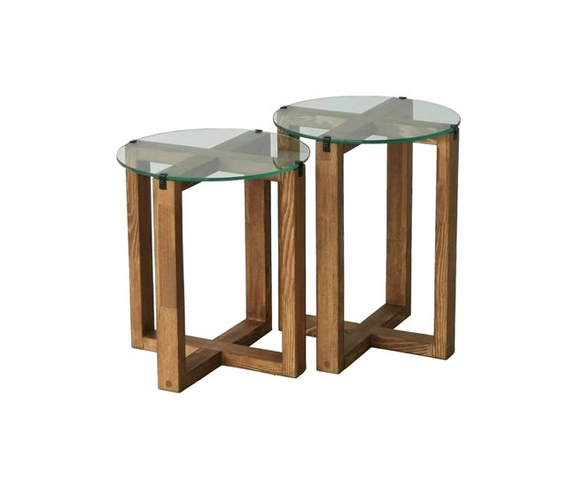 Conforama Mesa de café Dlangell Mesa de centro baja Revistero para sofá Estante de la sala de estar 40x40h50 cm Nuez
