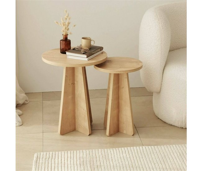 Conforama Mesa De Café Dleoncin Mesa De Centro Baja Revistero Para Sofá Estante De La Sala De Estar 40x40h50 Cm Roble