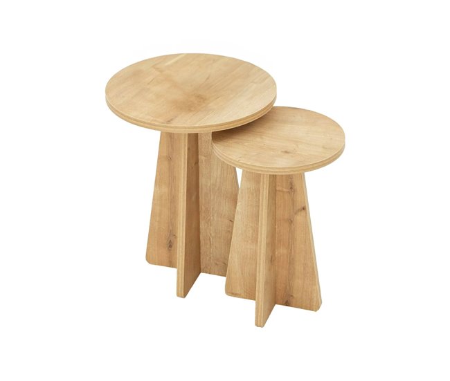 Conforama Mesa de café Dleoncin Mesa de centro baja Revistero para sofá Estante de la sala de estar 40x40h50 cm Roble