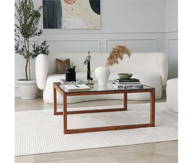 Conforama Mesa De Café Dmanicon Mesa De Centro Baja Revistero Para Sofá Estante De La Sala De Estar 90x90h40 Cm Nuez
