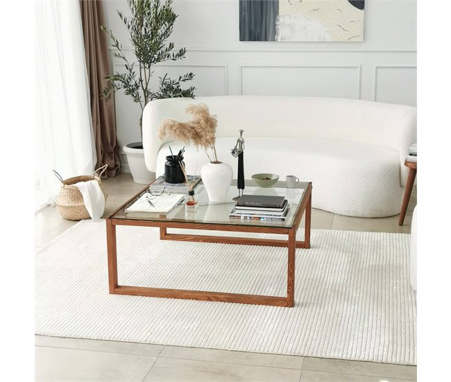 Conforama Mesa De Café Dmanicon Mesa De Centro Baja Revistero Para Sofá Estante De La Sala De Estar 90x90h40 Cm Nuez
