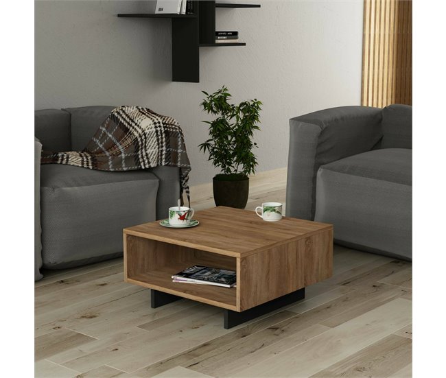 Conforama Mesa De Café Dmasolin Mesa De Centro Baja Revistero Para Sofá Estante De La Sala De Estar 60x60h32 Cm Roble Y Antracita