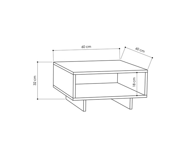 Conforama Mesa De Café Dmasolin Mesa De Centro Baja Revistero Para Sofá Estante De La Sala De Estar 60x60h32 Cm Roble Y Antracita