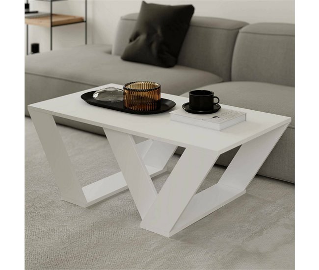 Conforama Mesa De Café Dmelegon Mesa De Centro Baja Revistero Para Sofá Estante De La Sala De Estar 110x60h40 Cm Blanco