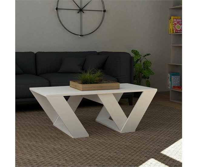 Conforama Mesa De Café Dmelegon Mesa De Centro Baja Revistero Para Sofá Estante De La Sala De Estar 110x60h40 Cm Blanco