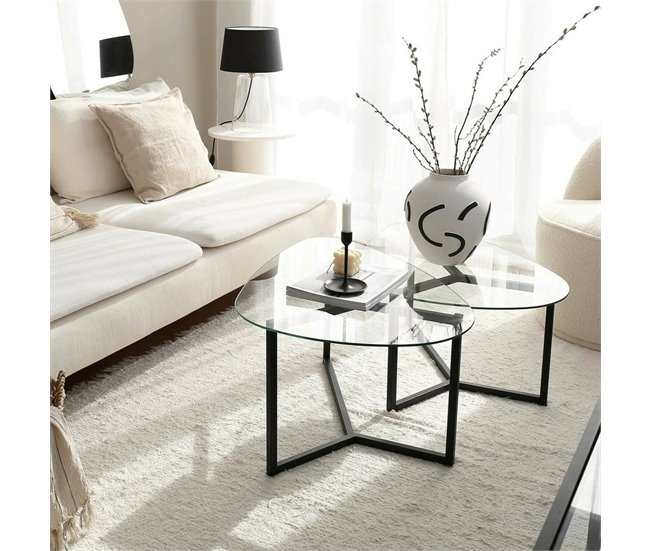 Conforama Mesa De Café Dmotoles Mesa De Centro Baja Revistero Para Sofá Estante De La Sala De Estar 82x58h40 Cm Negro