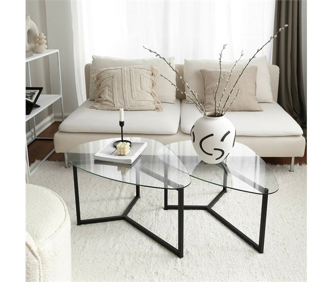 Conforama Mesa De Café Dmotoles Mesa De Centro Baja Revistero Para Sofá Estante De La Sala De Estar 82x58h40 Cm Negro