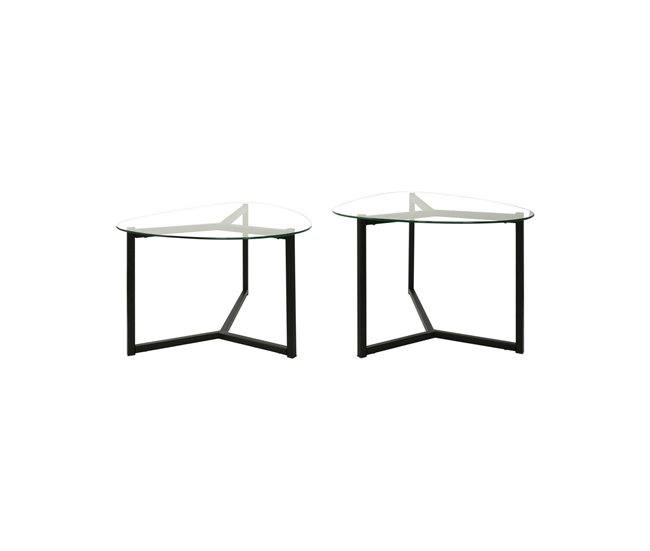 Conforama Mesa de café Dmotoles Mesa de centro baja Revistero para sofá Estante de la sala de estar 82x58h40 cm Negro