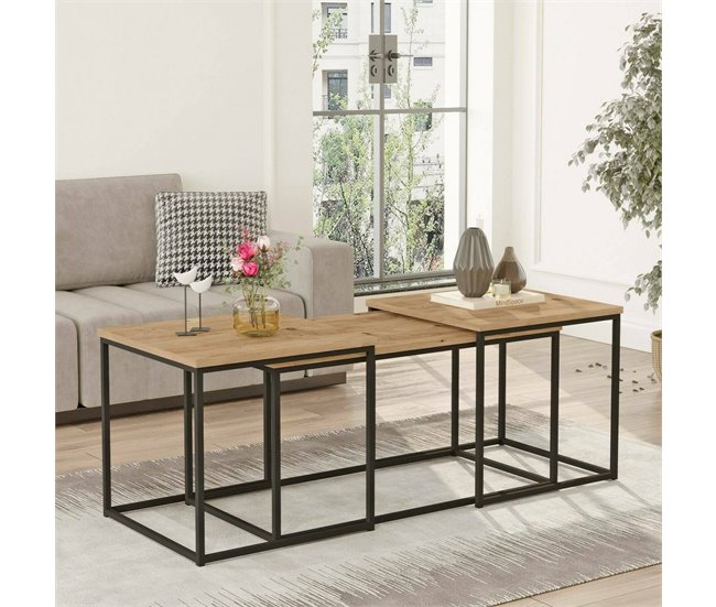 Conforama Mesa De Café Dnocer Mesa De Centro Baja Revistero Para Sofá Estante De La Sala De Estar 190x50h48 Cm Roble