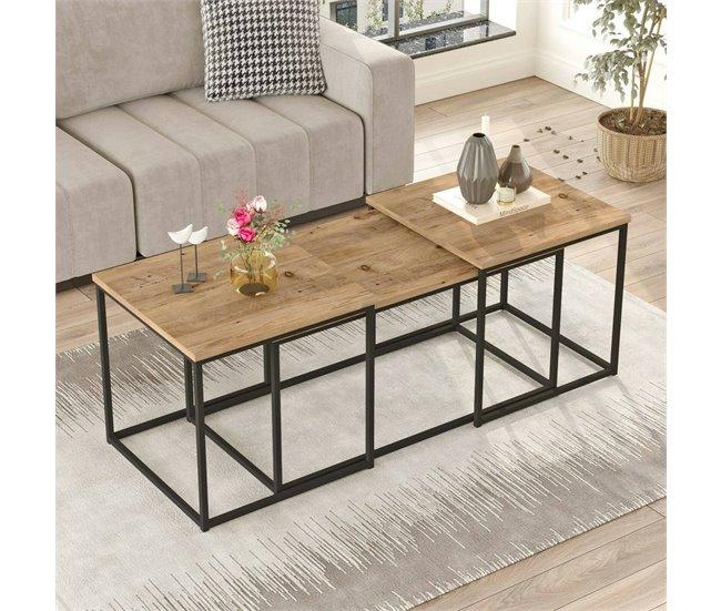 Conforama Mesa De Café Dnocer Mesa De Centro Baja Revistero Para Sofá Estante De La Sala De Estar 190x50h48 Cm Roble