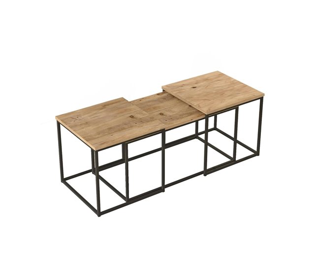 Conforama Mesa de café Dnocer Mesa de centro baja Revistero para sofá Estante de la sala de estar 190x50h48 cm Roble