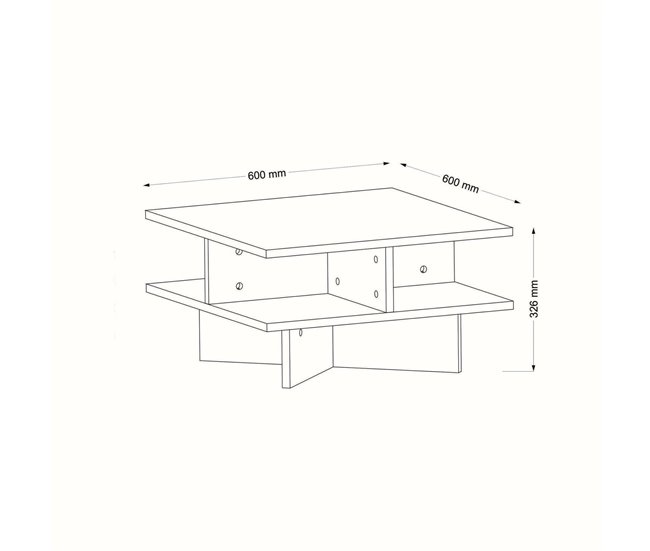 Conforama Mesa De Café Dpalmier Mesa De Centro Baja Revistero Para Sofá Estante De La Sala De Estar 60x60h31 Cm Nogal Y Blanco