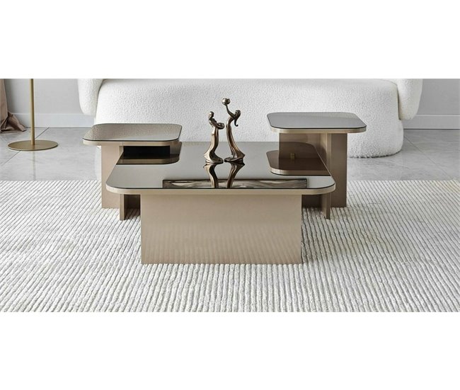 Conforama Mesa De Café Dpangraz Mesa De Centro Baja Revistero Para Sofá Estante De La Sala De Estar 80x80h40 Cm Gris Topo Y Ahumado