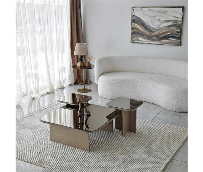 Conforama Mesa De Café Dpangraz Mesa De Centro Baja Revistero Para Sofá Estante De La Sala De Estar 80x80h40 Cm Gris Topo Y Ahumado
