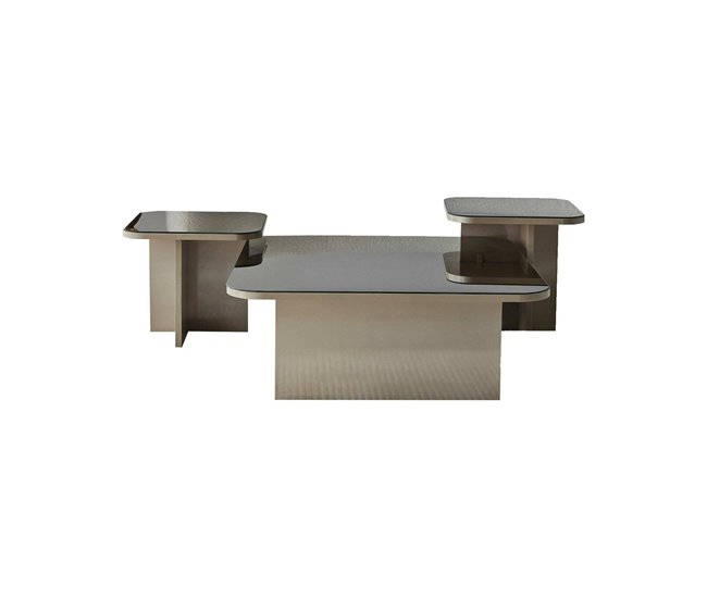 Conforama Mesa de café Dpangraz Mesa de centro baja Revistero para sofá Estante de la sala de estar 80x80h40 cm Gris topo y Ahumado