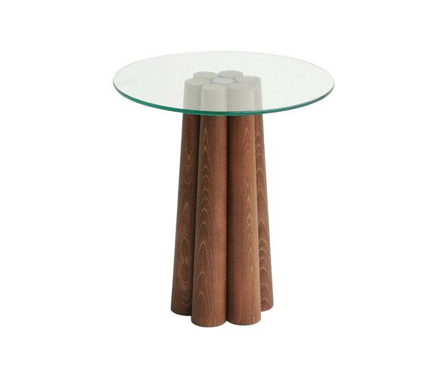 Conforama Mesa de café Dperr Mesa de centro baja Revistero para sofá Estante de la sala de estar 45x50h50 cm Nuez