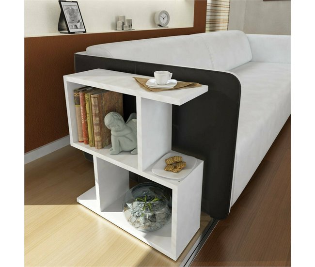 Conforama Mesa De Café Dpezzell Mesa De Centro Baja Revistero Para Sofá Estante De La Sala De Estar 50x18h55 Cm Blanco