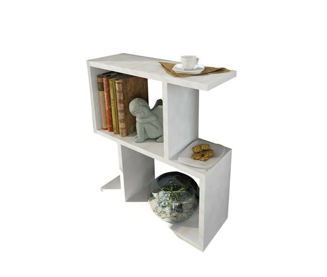 Conforama Mesa De Café Dpezzell Mesa De Centro Baja Revistero Para Sofá Estante De La Sala De Estar 50x18h55 Cm Blanco