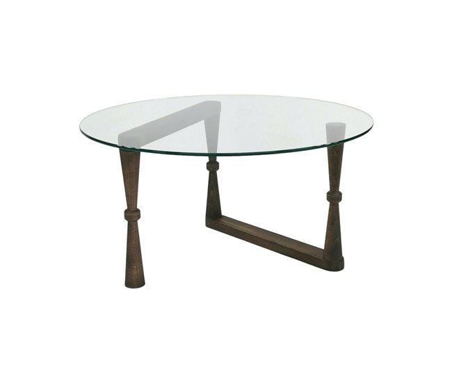 Conforama Mesa de café Dpobeg Mesa de centro baja Revistero para sofá Estante de la sala de estar 80x80h41 cm Nuez