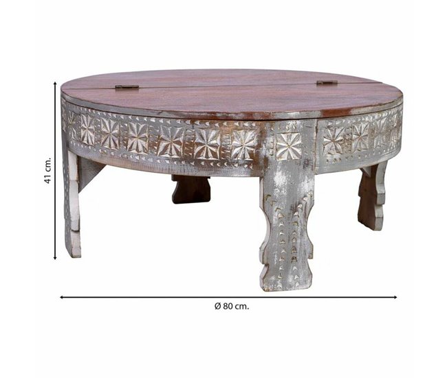Conforama Mesa De Centro Alexandra House Living Blanco Madera De Mango 80 X 41 X 80 Cm
