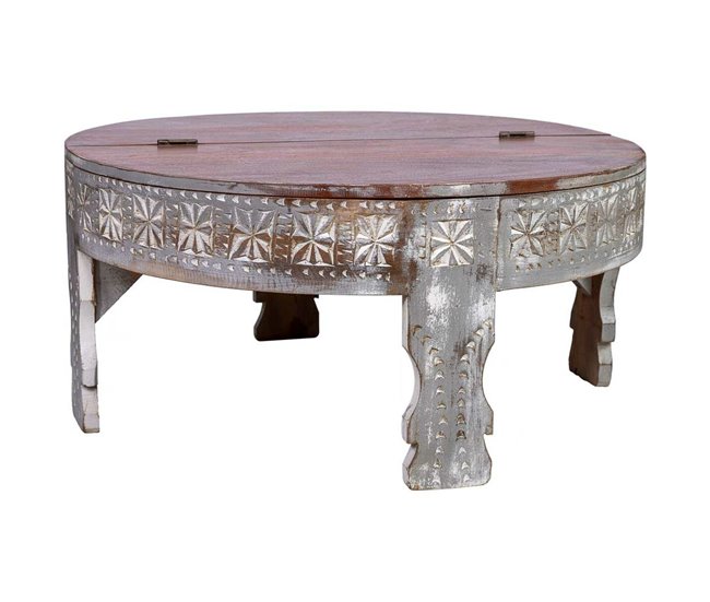 Conforama Mesa de Centro Alexandra House Living Blanco Madera de mango 80 x 41 x 80 cm