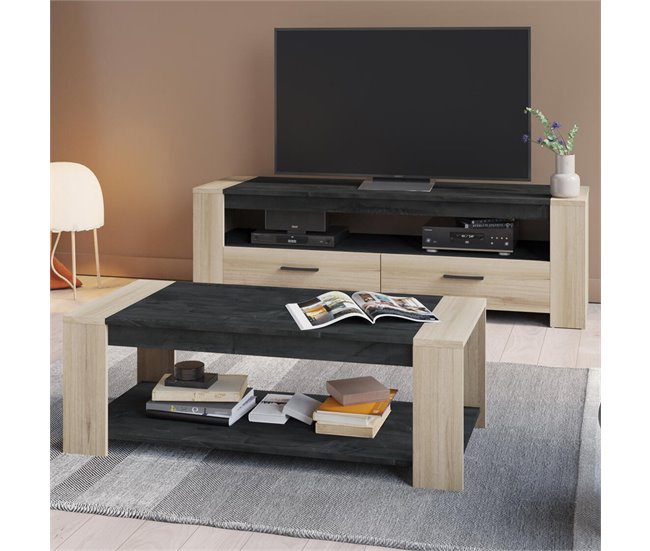 Conforama Mesa De Centro Con 2 Bandejas L109 Cm - Sheffield
