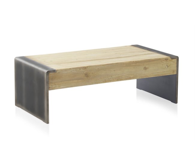 Conforama Mesa De Centro Con Chapado De Muelles Y Laterales Lacados En Color Metalizado