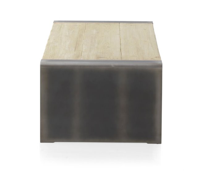 Conforama Mesa De Centro Con Chapado De Muelles Y Laterales Lacados En Color Metalizado