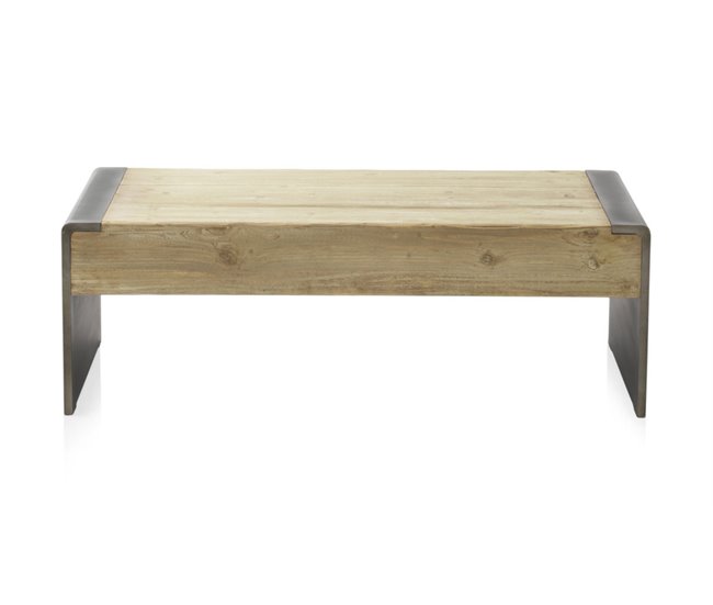 Conforama Mesa de centro con chapado de muelles y laterales lacados en color metalizado