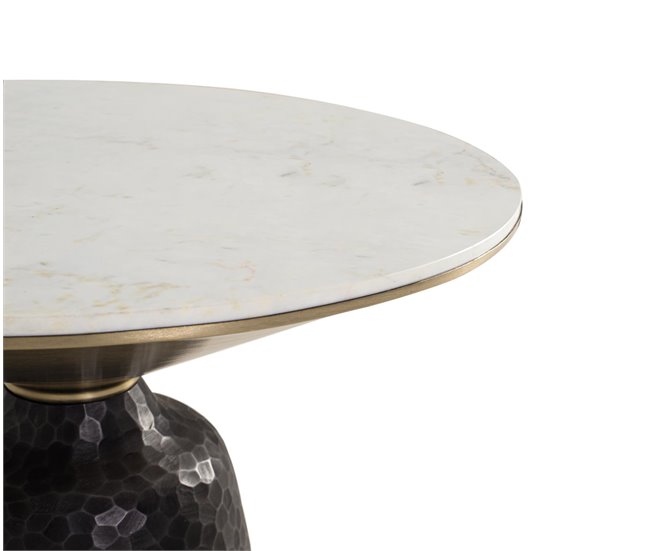 Conforama Mesa De Centro Con Tapa De Mármol Blanco/Dorado/Negro De 45x76x76 Cm - Giner Y Colomer