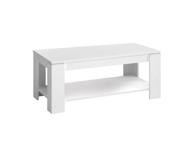 Conforama Mesa de centro Ddeviti Mesa de centro con estante elevable Mesa baja de salón 102x50h43/54 cm Blanco mate