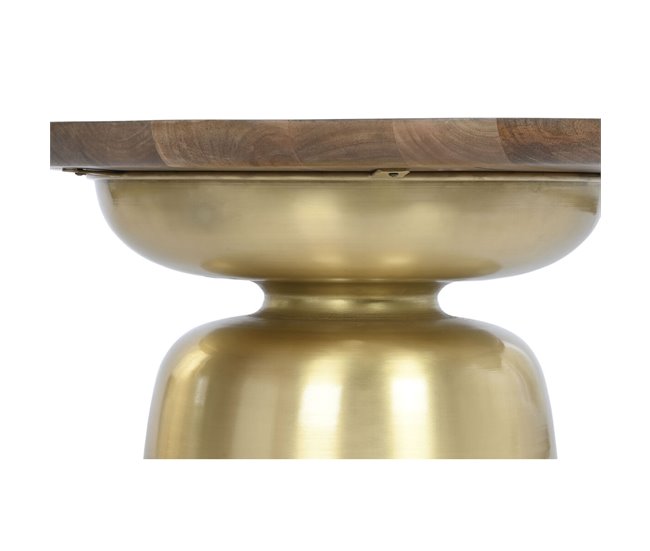 Conforama Mesa De Centro DKD Home Decor Acero Madera De Mango (80 X 80 X 38 Cm)