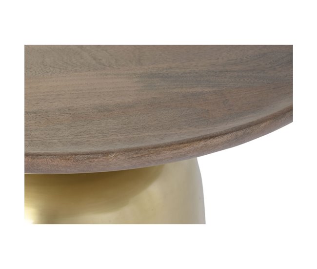 Conforama Mesa De Centro DKD Home Decor Acero Madera De Mango (80 X 80 X 38 Cm)