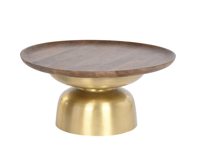Conforama Mesa de Centro DKD Home Decor Acero Madera de mango (80 x 80 x 38 cm)
