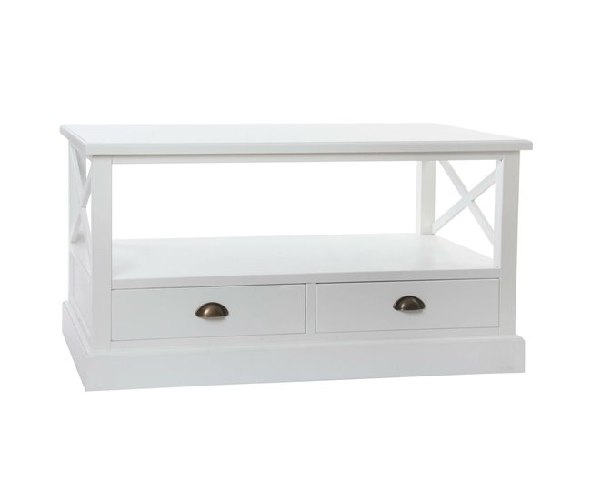 Conforama Mesa de Centro DKD Home Decor Blanco Madera (108 x 48 x 56 5 cm)