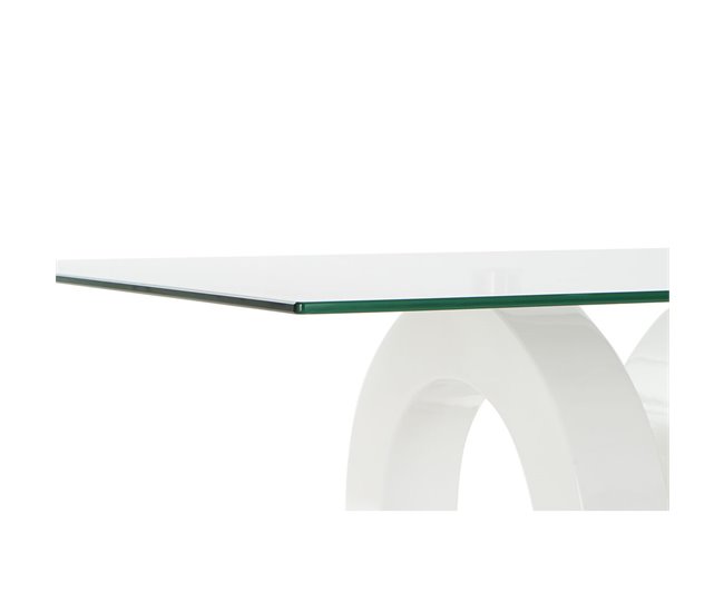 Conforama Mesa De Centro DKD Home Decor Blanco Transparente Madera Cristal Madera MDF 110 X 60 X 45 Cm