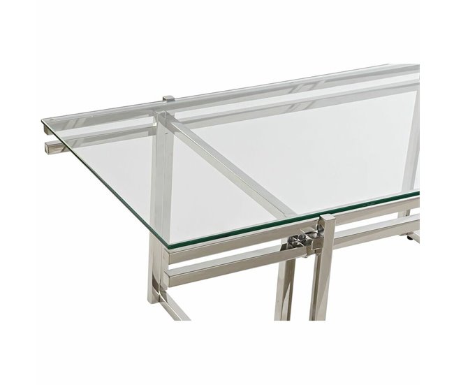 Conforama Mesa De Centro DKD Home Decor Cristal Acero Inoxidable (120 X 60 X 45 Cm)