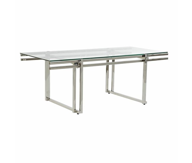 Conforama Mesa de Centro DKD Home Decor Cristal Acero Inoxidable (120 x 60 x 45 cm)