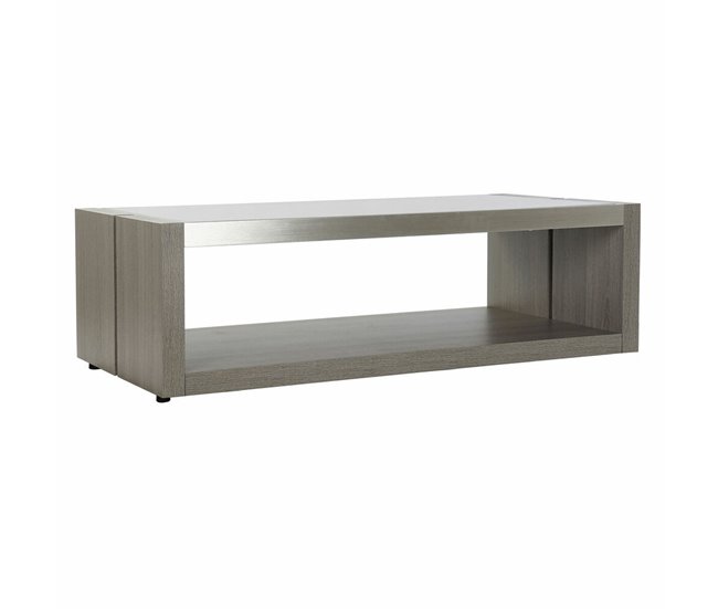 Conforama Mesa de Centro DKD Home Decor Cristal Aluminio Roble Cristal Templado (120 x 60 x 37 5 cm)