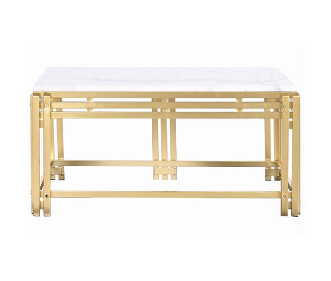 Conforama Mesa De Centro DKD Home Decor Metal Aluminio Mármol 80 X 40 X 40 Cm