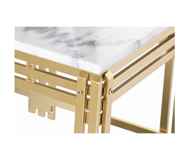 Conforama Mesa De Centro DKD Home Decor Metal Aluminio Mármol 80 X 40 X 40 Cm