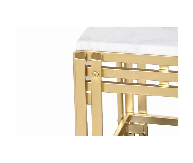 Conforama Mesa De Centro DKD Home Decor Metal Aluminio Mármol 80 X 40 X 40 Cm