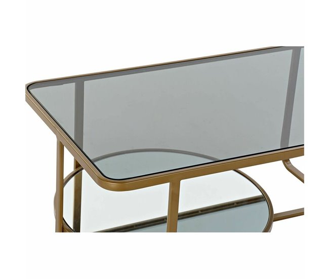 Conforama Mesa De Centro DKD Home Decor Metal Cristal 90 X 50 X 35 Cm