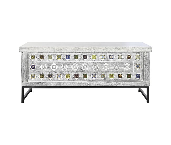 Conforama Mesa De Centro DKD Home Decor Metal Madera De Mango (116 X 60 X 51 Cm)
