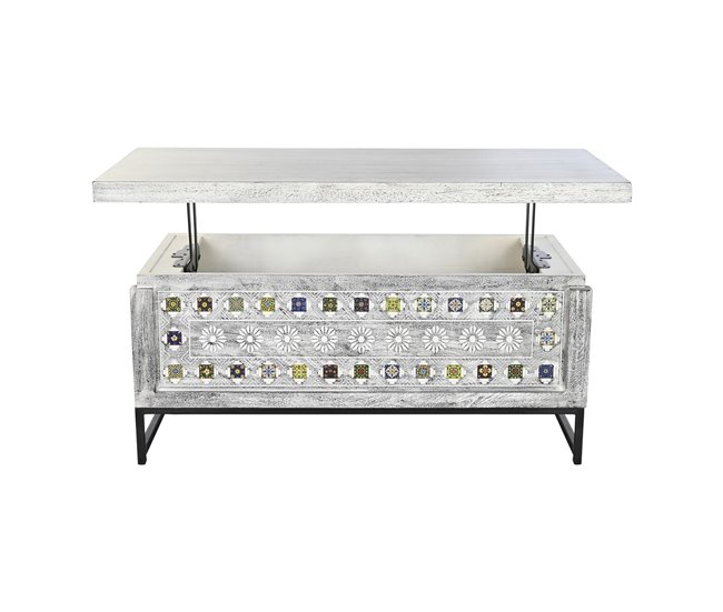 Conforama Mesa De Centro DKD Home Decor Metal Madera De Mango (116 X 60 X 51 Cm)