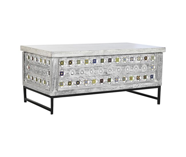 Conforama Mesa de Centro DKD Home Decor Metal Madera de mango (116 x 60 x 51 cm)