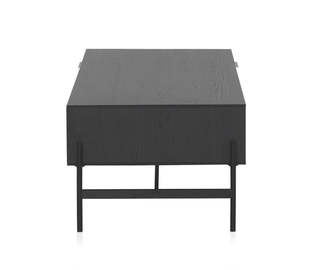 Conforama Mesa De Centro Fresno Negra Con Cajones Naturales Y Patas De Metal Negro