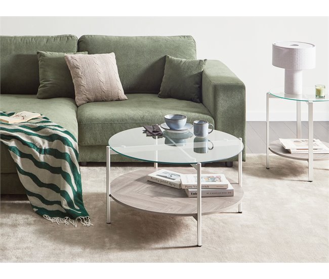 Conforama Mesa De Centro Hierro Enchapado Plateado LOVELL