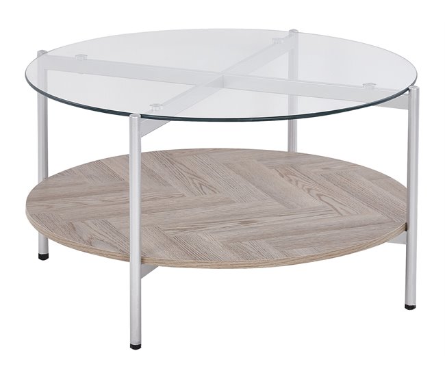 Conforama Mesa de centro Hierro Enchapado Plateado LOVELL